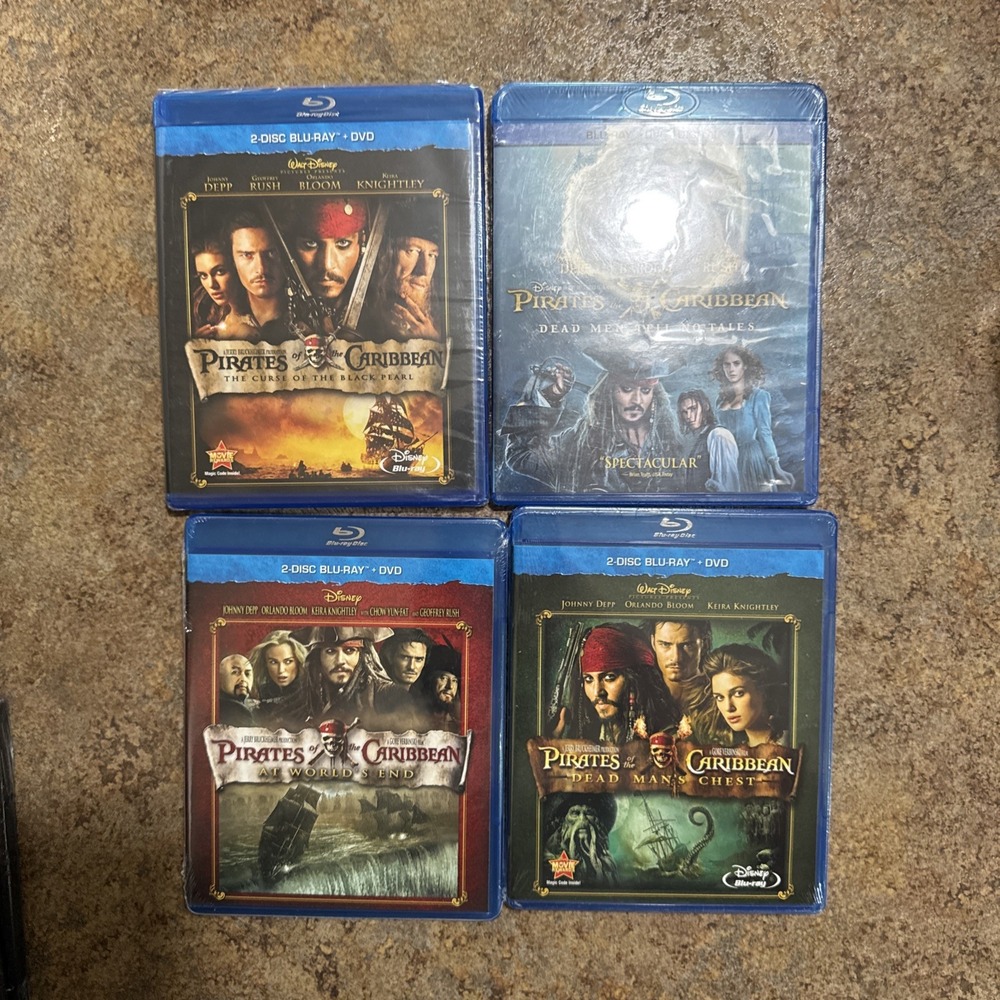 Pirates of the Caribbean 4 Films - Mint Blu-ray set Lot. Fantasy Sealed